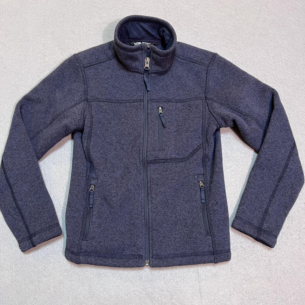 The North Face Jacket Boys Small 7/8 Blue Fleece Full Zip Pockets Outdoor Warm